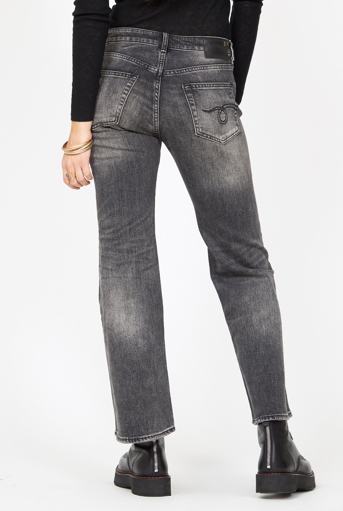 R13 Joan Kick Flare Black