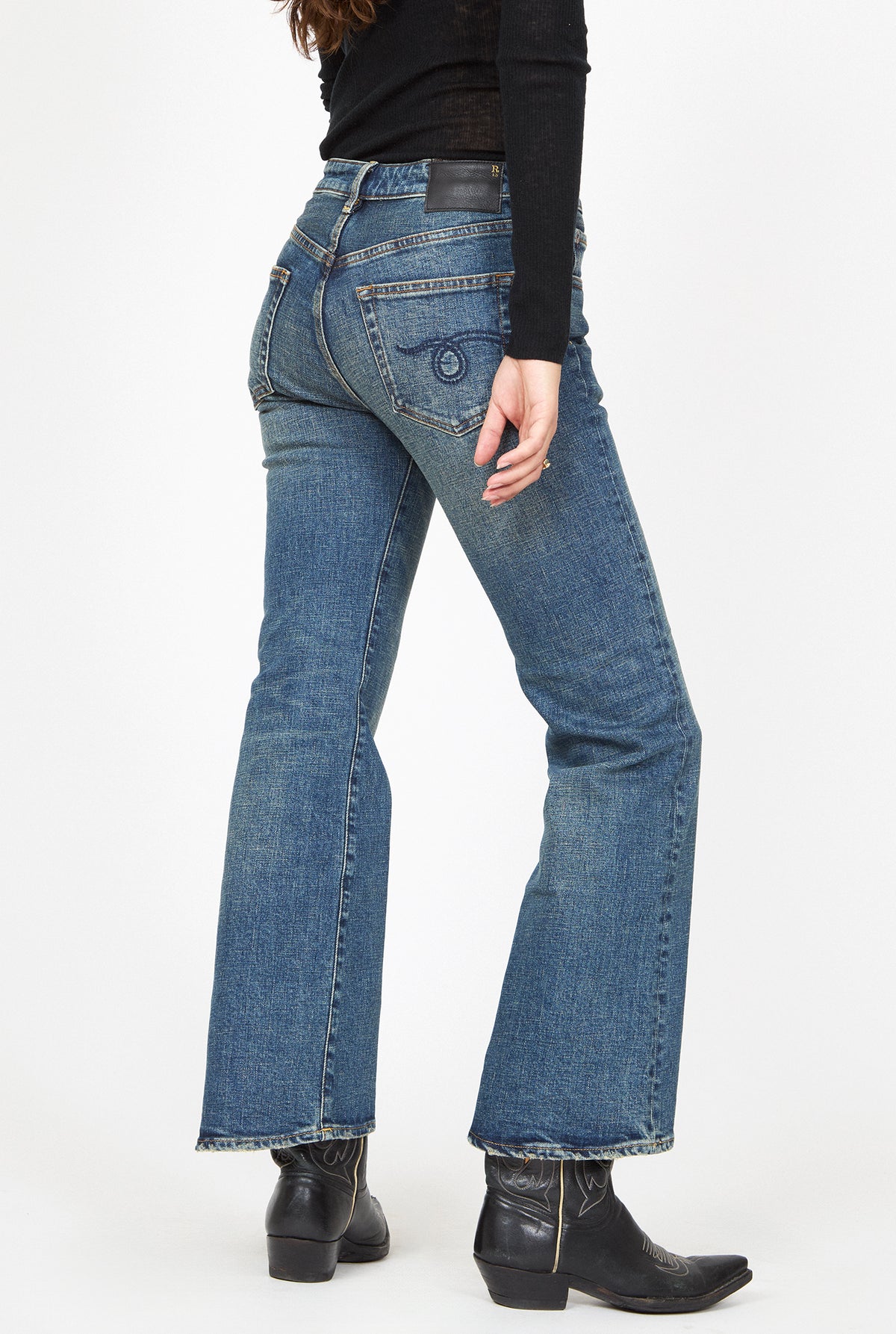 R13 Joan Kick Flare Blue